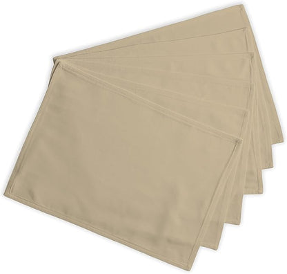 Calicot Placemats Set of 6 100% Cotton Washable Cloth Place Mats, Reusable Table Mats for Spring/Summer & Thanksgiving Christmas Decorations Kitchen Dining Party Wedding (Desert Beige, 13" x 19")