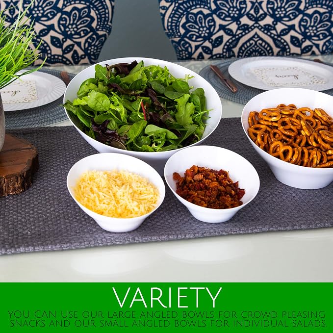 PLASTICPRO Disposable Angled Plastic Bowls Round Small Serving Bowl, Elegant - Image 5