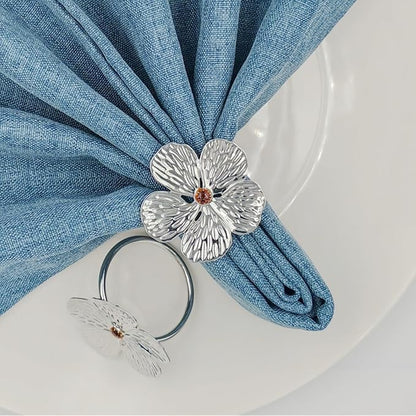 12pcs Silver Plum Blossom Napkin Rings, Elegant Flower Napkin Ring Silver Holder by MagicRealForBetterLife