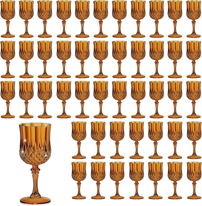7OZ Plastic Wine Glasses, Reusable Vintage Goblets Unbreakable Drinking Glasses by Unknown