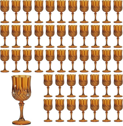 7OZ Plastic Wine Glasses, Reusable Vintage Goblets Unbreakable Drinking Glasses by Unknown