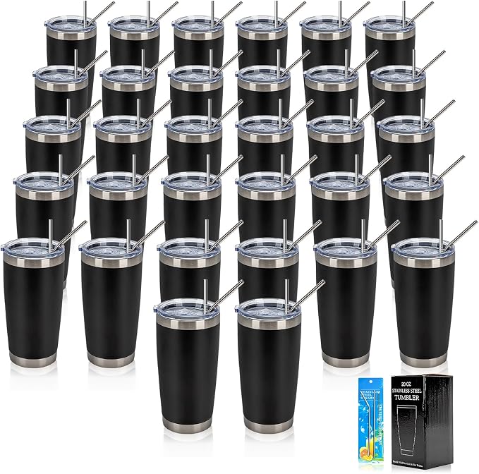 IEOVIEE 32 Pack 20oz Stainless Steel Insulated Bulk Tumblers by IEVOIEE