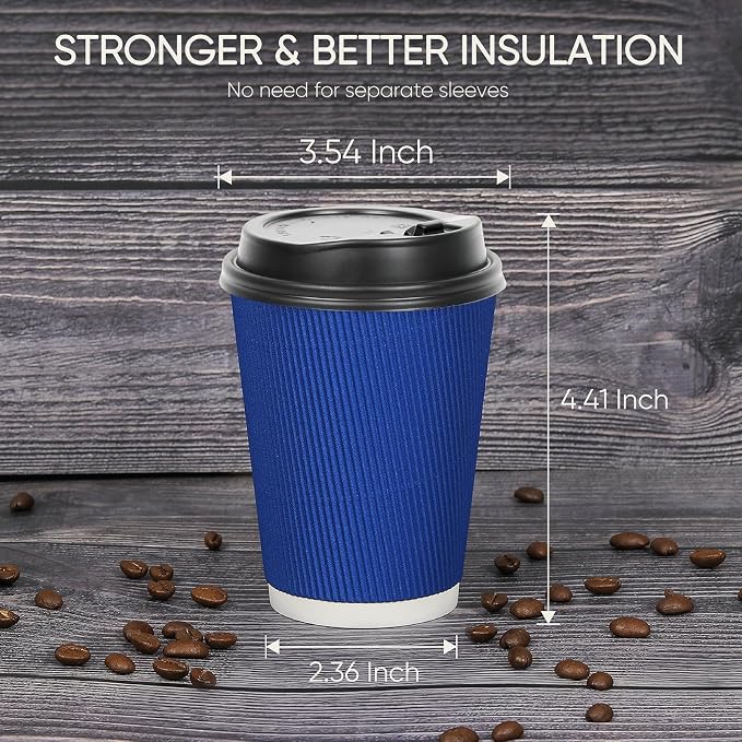 100 Pack 12 oz Disposable Coffee Cups - Image 2