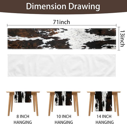 Linen Cow Print Table Runner 13x71 Inch Farmhouse Western Brown Black Cowhide - Image 7