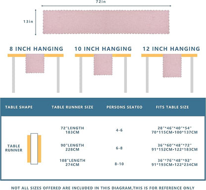Pink Cotton Table Runner 13 x 72 in Long Farmhouse Scallop Style | Dresser - Image 6