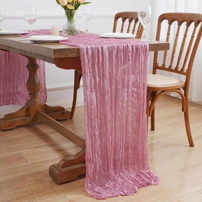 Asee'm 3pcs Pink Cheesecloth Table Runner Summer 10FT Gauze Sheer Rustic | Boho - Image 7