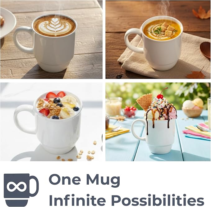 Stackable Porcelain Coffee Mug Set of 4 – 20oz Jumbo Capacity, Space-Saving - Image 7