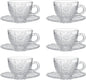 Glass Teacups and Saucers Set of 6, Vintage Coffee Mugs by GURUDAR