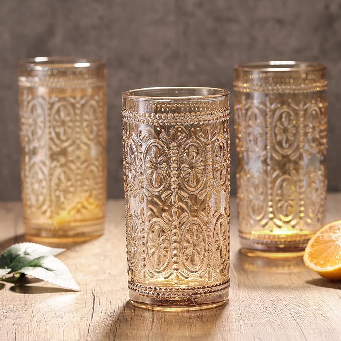 Darlion Amber Drinking Glasses, Vintage Glassware, 12oz Highball Glasses | - Image 8