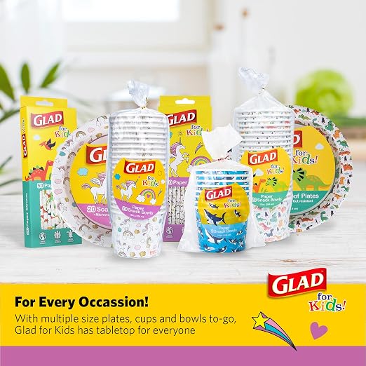 Glad for Kids Unicorns Disposable Paper Snack Bowls, 12 Oz, cut-resistant bowls - Image 6