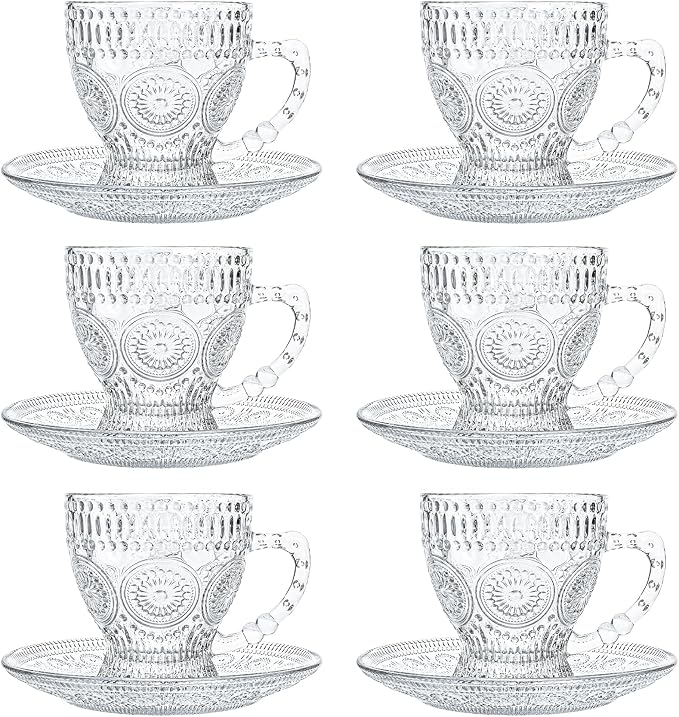 Kingrol 6-Piece Embossed Glass Mug Set by Kingrol