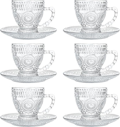 Kingrol 6-Piece Embossed Glass Mug Set by Kingrol