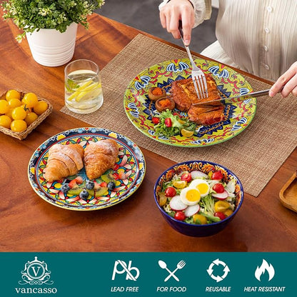 vancasso 18 Pieces Plates and Bowls Set, Bohemian Style Dinnerware Sets Service - Image 3