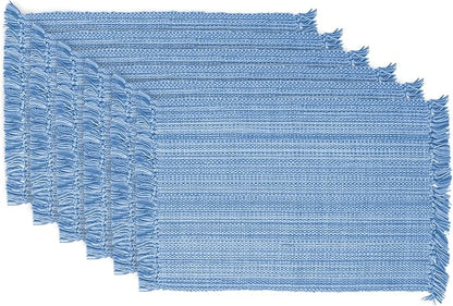 DII Variegated Tabletop Collection, Placemat Set3x19, Light Blue, 6 Piece by DII