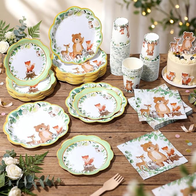 Funnymoom 250 Pcs Woodland Baby Shower Party Decorations Safari Animals Paper - Image 6