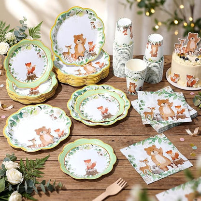 Funnymoom 250 Pcs Woodland Baby Shower Party Decorations Safari Animals Paper - Image 6