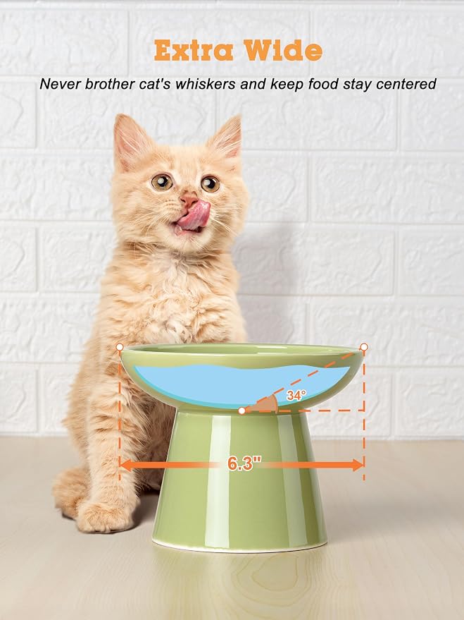 LoeJan Elevated Cat Food and Water Bowls Set, Extra Wide and Raised Ceramic - Image 5