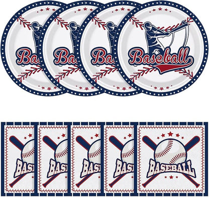 NatNarr 50 Pcs Baseball Plates and Napkins, Disposable Baseball Party Supplies by NatNarr