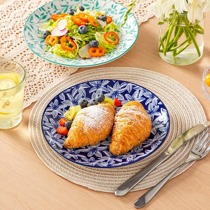 vancasso 8.25" Vintage Ceramic Salad Plates Set of 6, Muted | Microwave - Image 6