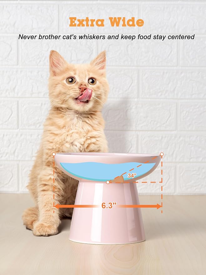 LoeJan Elevated Cat Food and Water Bowls Set, Extra Wide and Raised Ceramic - Image 5