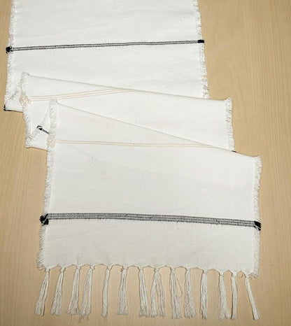 Recycled Cotton Ivory & Black Iris Table Runners, Handwoven Table Runners - Image 5