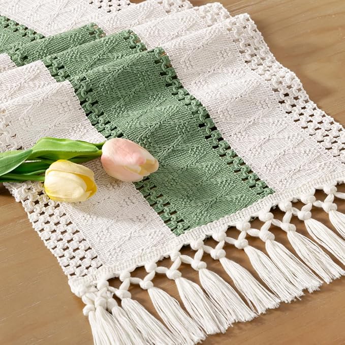 Boho Table Runner Summer Farmhouse Rustic Dining Dresser Scarf Home Decor | by Socomi