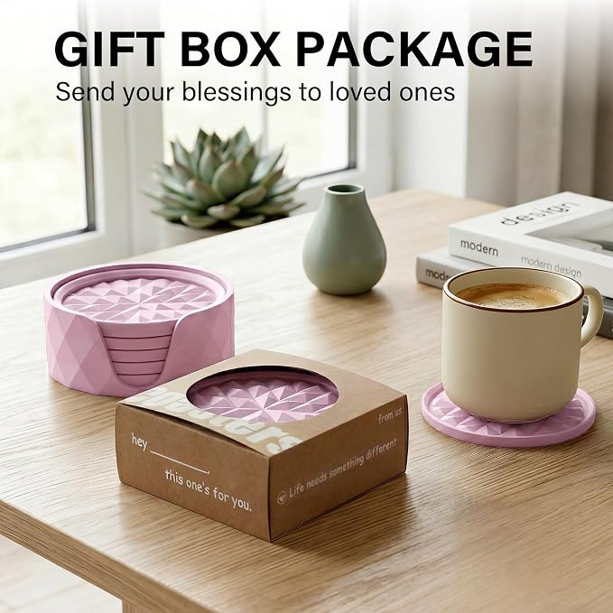 Silicone Drink Coasters Set of 6, Desk Cup Coaster | Prevents - Image 5