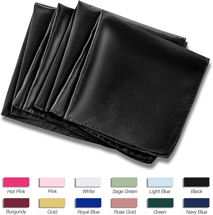 P Pothuiny 50 Pcs Black Satin Napkins 17 x 17 Inch, Satin Cloth Napkins | - Image 6