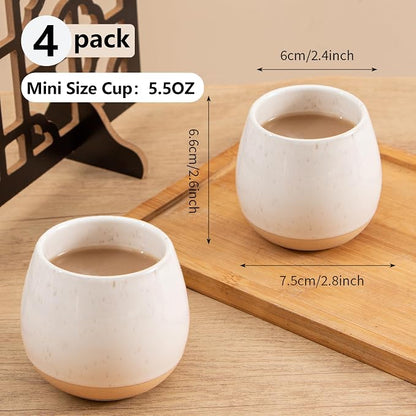 4pcs Japanese Tea Cups, 5.5OZ Vintage Espresso Cups, Handless Design Small - Image 2