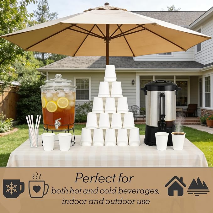 Disposable Paper Cups 8 oz Paper Cups Hot & Cold Drink Cups - Image 3