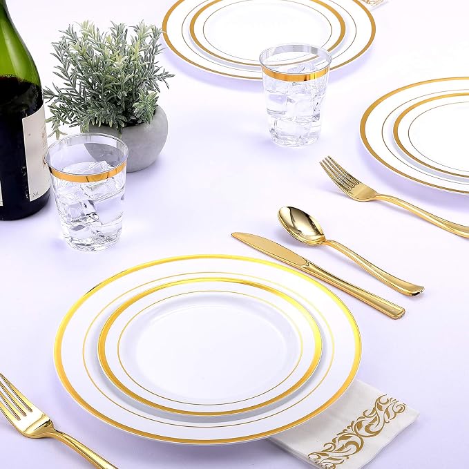 FOCUSLINE 175 Count Gold Dinnerware Set - Image 6