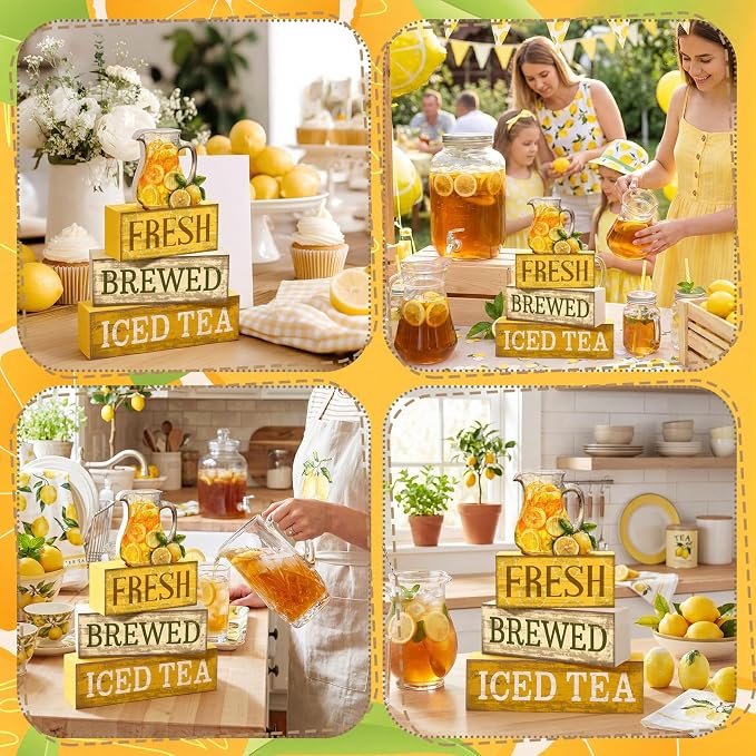 Moucuny 4 Pcs Summer Lemon Decor Summer Table Decorations Fresh Brewed Iced Tea - Image 5