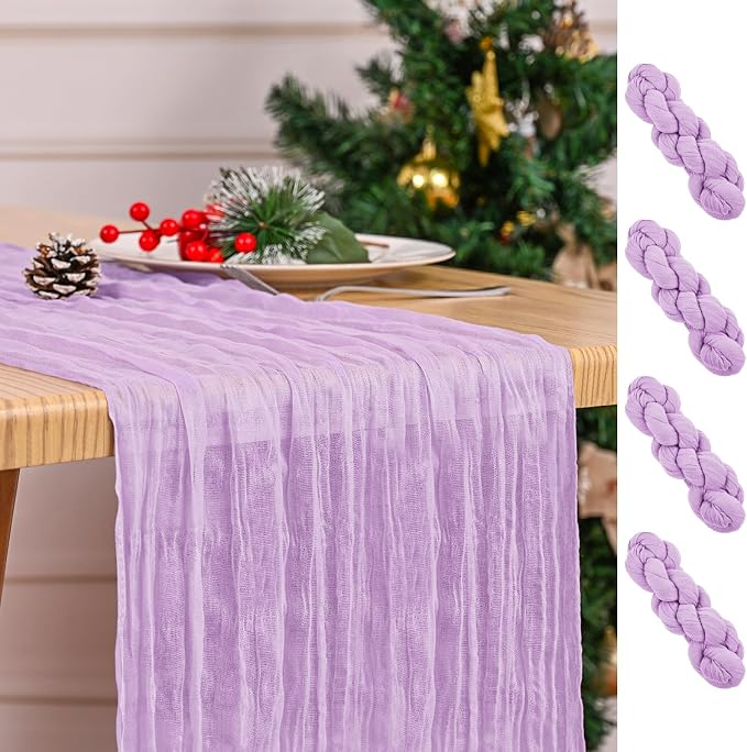 4 Pack Lavender Table Runner 17 x 108inch Cheesecloth Table Runner Boho Gauze by Lumaycens