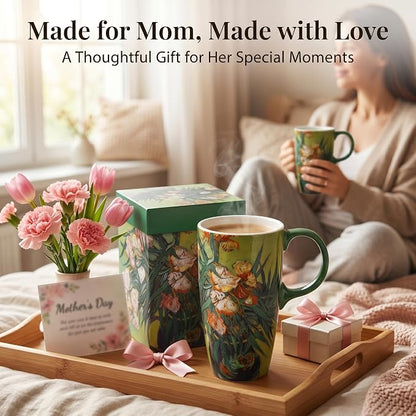 Topadorn 17oz Van Gogh Oleanders Ceramic Coffee Mug - Image 9