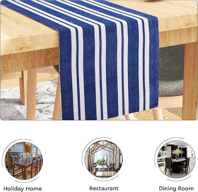Encasa XO Dining Table Runner 13"x59" | Yarn Dyed Fine Ribbed Cotton | Franca - Image 4