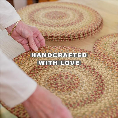 Homespice Harvest Jute Woven Round Placemats Set of 6, 15", Warm Country Decor, Multicolor Table Mats - Vibrant Colors, Durable, Easy to Clean and Protects Furniture