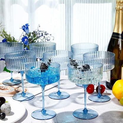 Jingmore 48 Pcs Ribbed Martini Glasses 10 oz Disposable Plastic Vintage Ribbed - Image 5