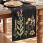 Artoid Mode Black Soft Chain Embroidery Wild Floral Spring Table Runner by ArtoidMode