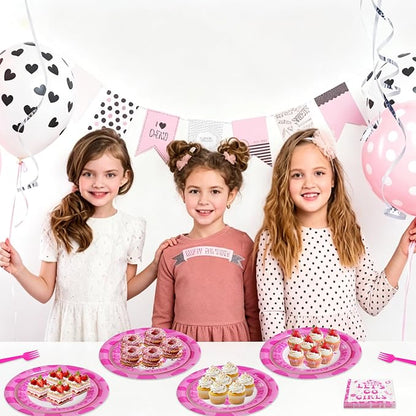 100 Pcs Disposable Let's Go Girls Party Tableware Set - Image 3
