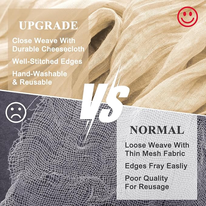 Cheesecloth Table Runner Sand 10FT Boho Gauze Runner - Image 4