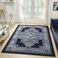 Modern 8 x 10 Rug for Living Room - Navy Oriental Large Area Rugs for Living Room, Dining & Bedroom - Hand Carved Runner Carpet - Durable Polyester - Non-Fade, Stain-Resistant - Turkish Made