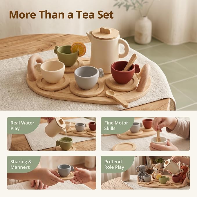 Youuys Wooden Tea Party Set for Toddler 3-5, Kids Tea Sets for Little Girls 4-6 - Image 4