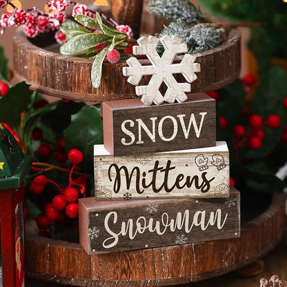 Moucuny 4 Pcs Winter Table Decorations Wooden Snowflake Decor Christmas Tiered - Image 2