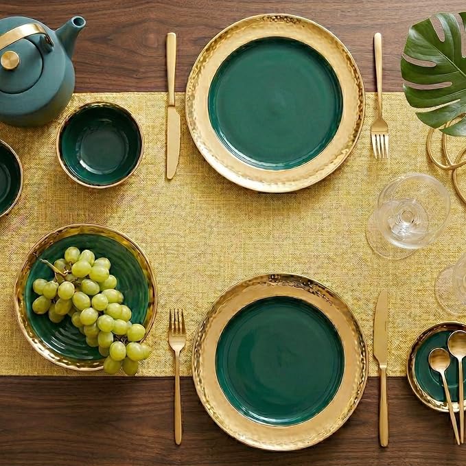 Q&J Fabric Co. Linen-Textured Table Runner 1 Pack 13x36 Inch Gold | Polyester - Image 4