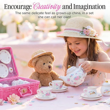Giggle & Honey® Floral Porcelain Tea Set - Image 4