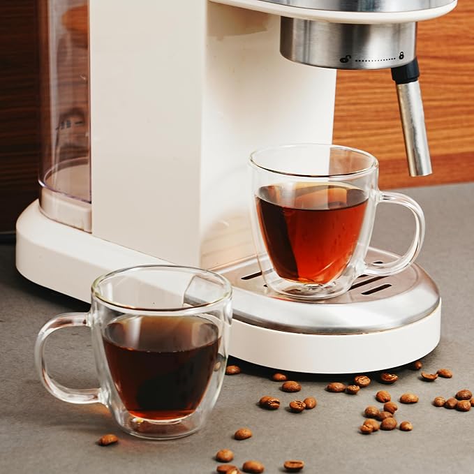 CNGLASS Insulated Espresso Glass Mugs 5.4oz/160ml, Small Clear Coffee Mugs Set - Image 5