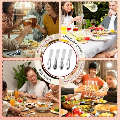 Butter Knives 4 Pieces Stainless Steel Cheese Butter Spreader Knife Set - Image 6