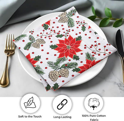 Urban Villa Cloth Napkins Set of 12(20x20)100% Cotton Dinner Napkins Cloth Washable Soft Durable Reusable Absorbent Napkins Ideal for Farmhouse Parties Hotel Lunch Restaurant Dinner Napkins-Pine Cone