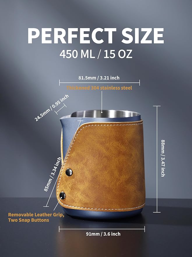 Handleless Milk Frothing Pitcher 450ml/15oz, 304 Stainless steel Espresso - Image 3
