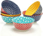 DOWAN Mosaian 33 OZ Large Bowl Set of 6 - Ceramic Deep Bowls for Ramen, Pasta, Salad - Vibrant Patterned Porcelain Bowls for Kitchen Decor & Housewarming Gift - Dishwasher & Microwave Safe